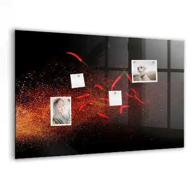 Magnetic wall board with chili peppers design