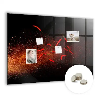 Magnetic wall board with chili peppers design