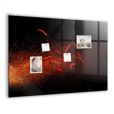 Magnetic wall board with chili peppers design
