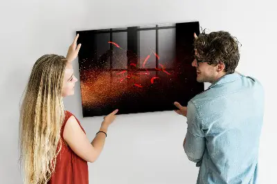 Magnetic wall board with chili peppers design