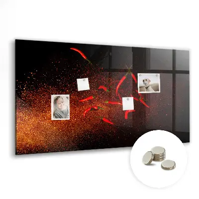 Magnetic wall board with chili peppers design