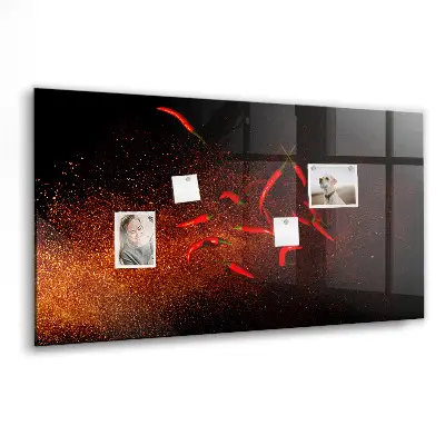 Magnetic wall board with chili peppers design