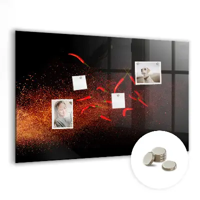 Magnetic wall board with chili peppers design