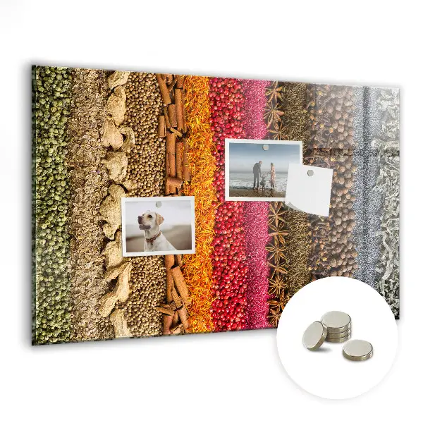 Magnetic Glass Dry Erase Board with Rows of Spices Design