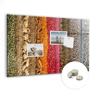 Magnetic Glass Dry Erase Board with Rows of Spices Design