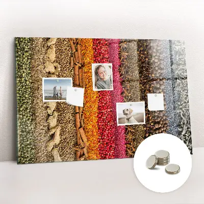 Magnetic Glass Dry Erase Board with Rows of Spices Design