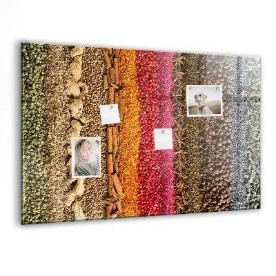 Magnetic Glass Dry Erase Board with Rows of Spices Design