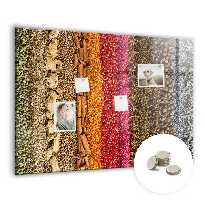 Magnetic Glass Dry Erase Board with Rows of Spices Design