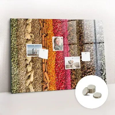 Magnetic Glass Dry Erase Board with Rows of Spices Design