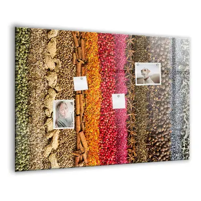 Magnetic Glass Dry Erase Board with Rows of Spices Design