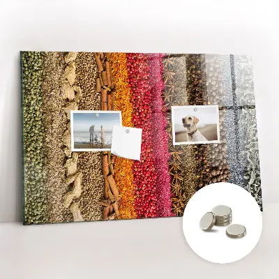 Magnetic Glass Dry Erase Board with Rows of Spices Design