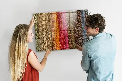 Magnetic Glass Dry Erase Board with Rows of Spices Design