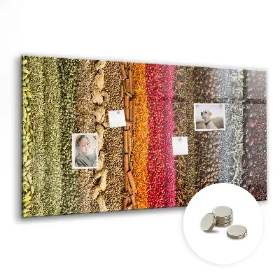 Magnetic Glass Dry Erase Board with Rows of Spices Design