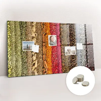 Magnetic Glass Dry Erase Board with Rows of Spices Design