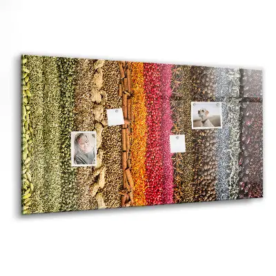 Magnetic Glass Dry Erase Board with Rows of Spices Design