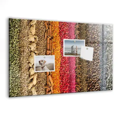 Magnetic Glass Dry Erase Board with Rows of Spices Design