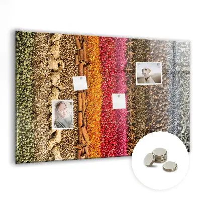 Magnetic Glass Dry Erase Board with Rows of Spices Design