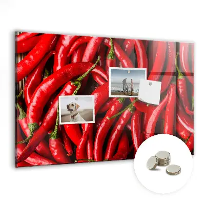 Magnetic wall board with hot peppers print