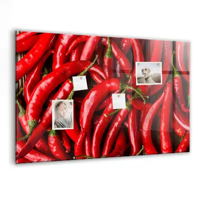 Magnetic wall board with hot peppers print