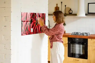 Magnetic wall board with hot peppers print