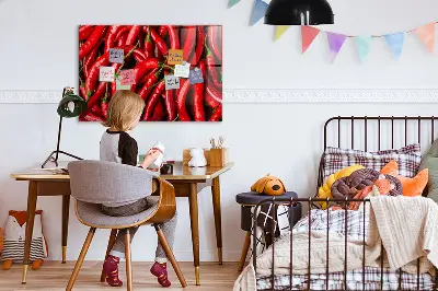 Magnetic wall board with hot peppers print