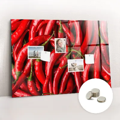 Magnetic wall board with hot peppers print