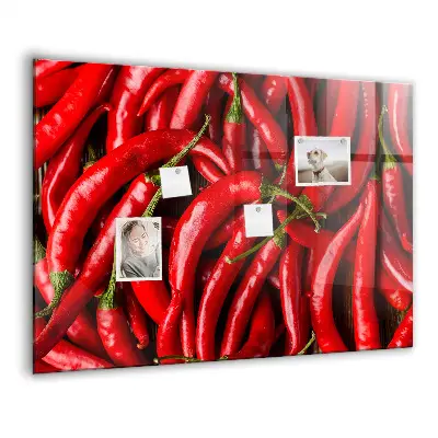 Magnetic wall board with hot peppers print