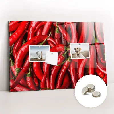 Magnetic wall board with hot peppers print