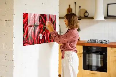 Magnetic wall board with hot peppers print