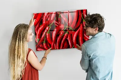 Magnetic wall board with hot peppers print