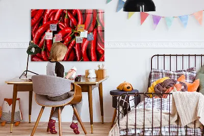 Magnetic wall board with hot peppers print