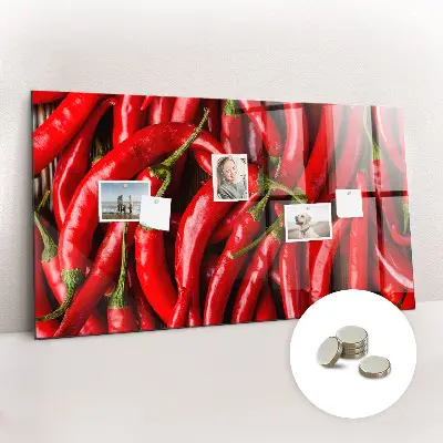 Magnetic wall board with hot peppers print