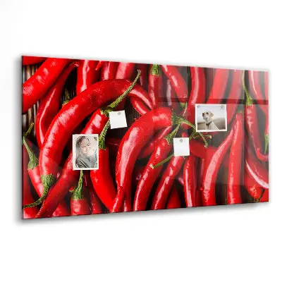 Magnetic wall board with hot peppers print