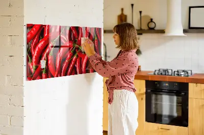 Magnetic wall board with hot peppers print
