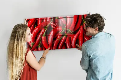 Magnetic wall board with hot peppers print