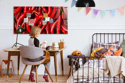 Magnetic wall board with hot peppers print