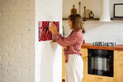 Magnetic wall board with hot peppers print