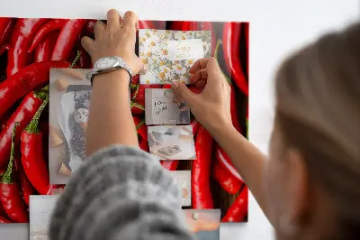 Magnetic wall board with hot peppers print