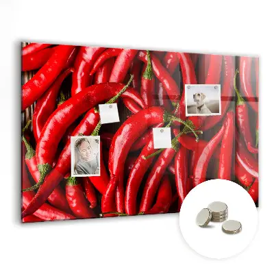Magnetic wall board with hot peppers print