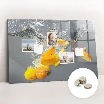 Magnetic Glass Dry Erase Board with Citrus Fruits in Water Print