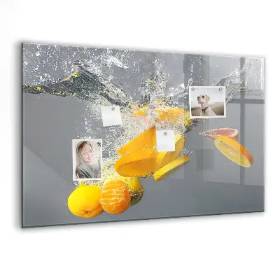 Magnetic Glass Dry Erase Board with Citrus Fruits in Water Print