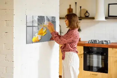 Magnetic Glass Dry Erase Board with Citrus Fruits in Water Print