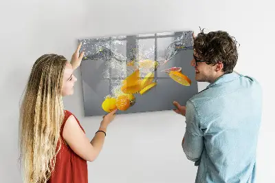 Magnetic Glass Dry Erase Board with Citrus Fruits in Water Print