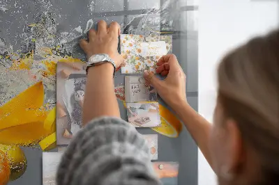 Magnetic Glass Dry Erase Board with Citrus Fruits in Water Print