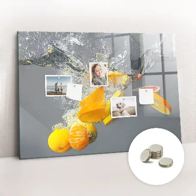 Magnetic Glass Dry Erase Board with Citrus Fruits in Water Print
