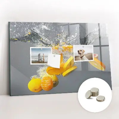 Magnetic Glass Dry Erase Board with Citrus Fruits in Water Print