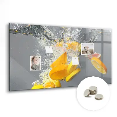 Magnetic Glass Dry Erase Board with Citrus Fruits in Water Print