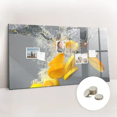Magnetic Glass Dry Erase Board with Citrus Fruits in Water Print