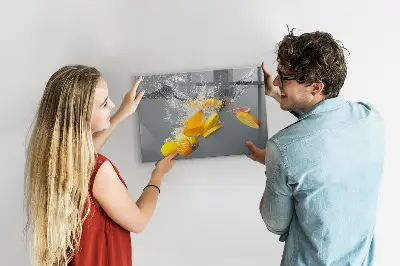 Magnetic Glass Dry Erase Board with Citrus Fruits in Water Print