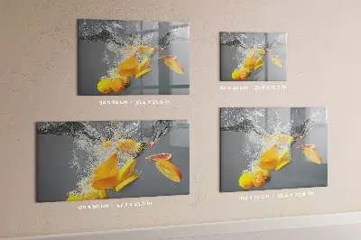 Magnetic Glass Dry Erase Board with Citrus Fruits in Water Print